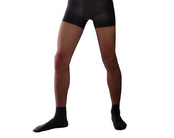 Männer Schwarz Schiere Strumpfhosen Strumpfhosen Durchsichtig Verstärkte Socken Teil