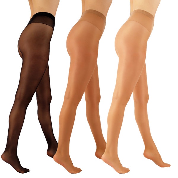 Aurellie Collants transparents taille basse à bande large pour femmes, collants transparents à la taille, 20 deniers