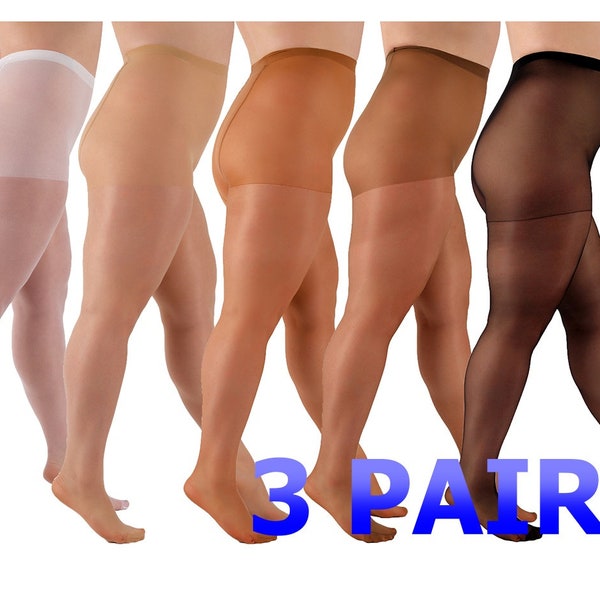 3 paires de collants transparents mats grande taille 20 deniers Aurellie