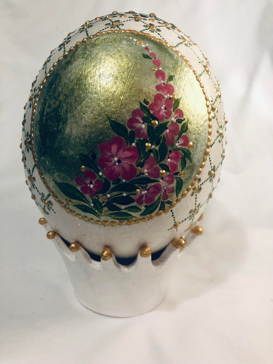 Ostrich Egg Decorated With Hand-painted Mandala and Floral Motifs, Hand ...