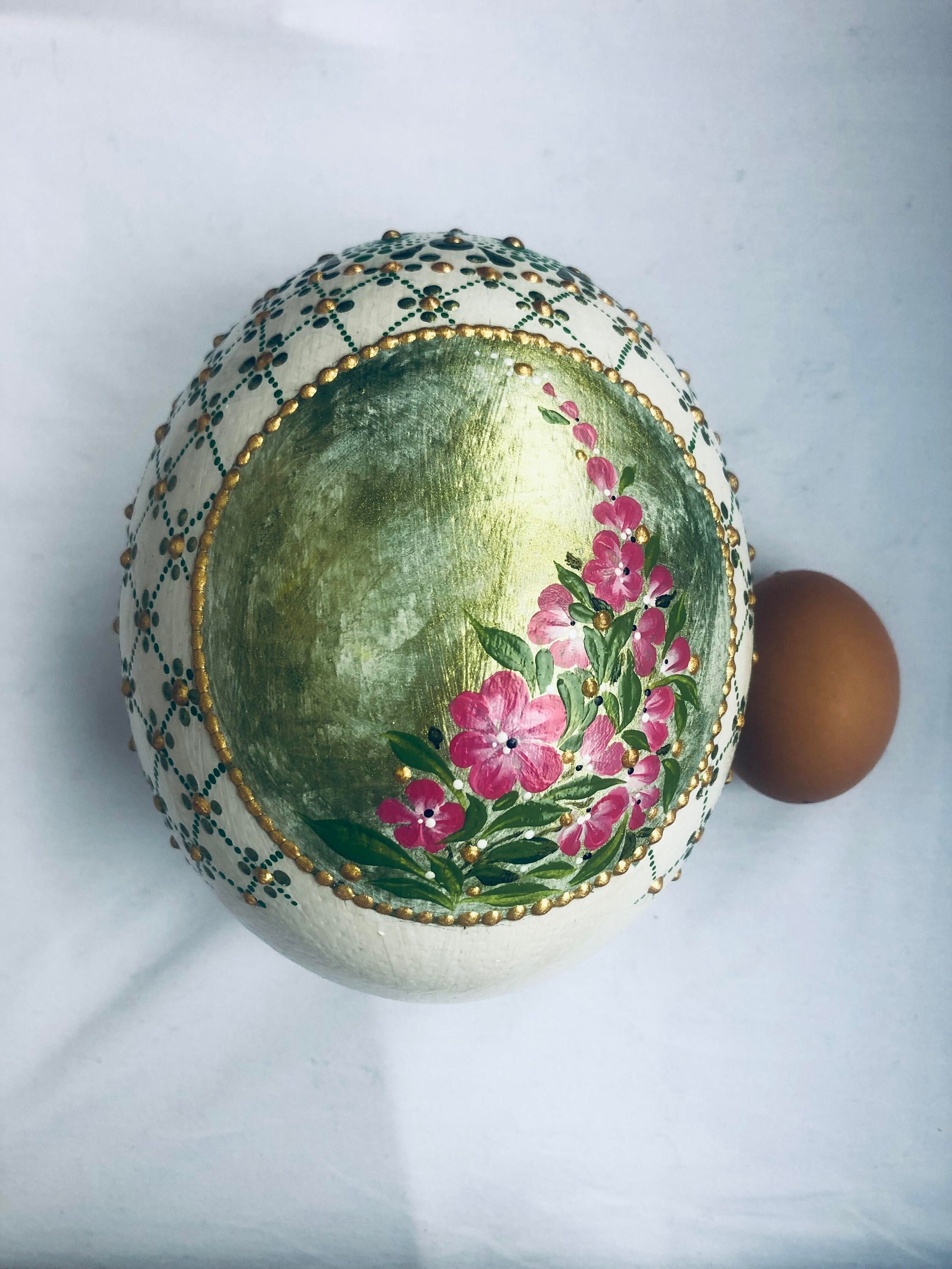 Ostrich Egg Decorated With Hand-painted Mandala and Floral Motifs, Hand ...