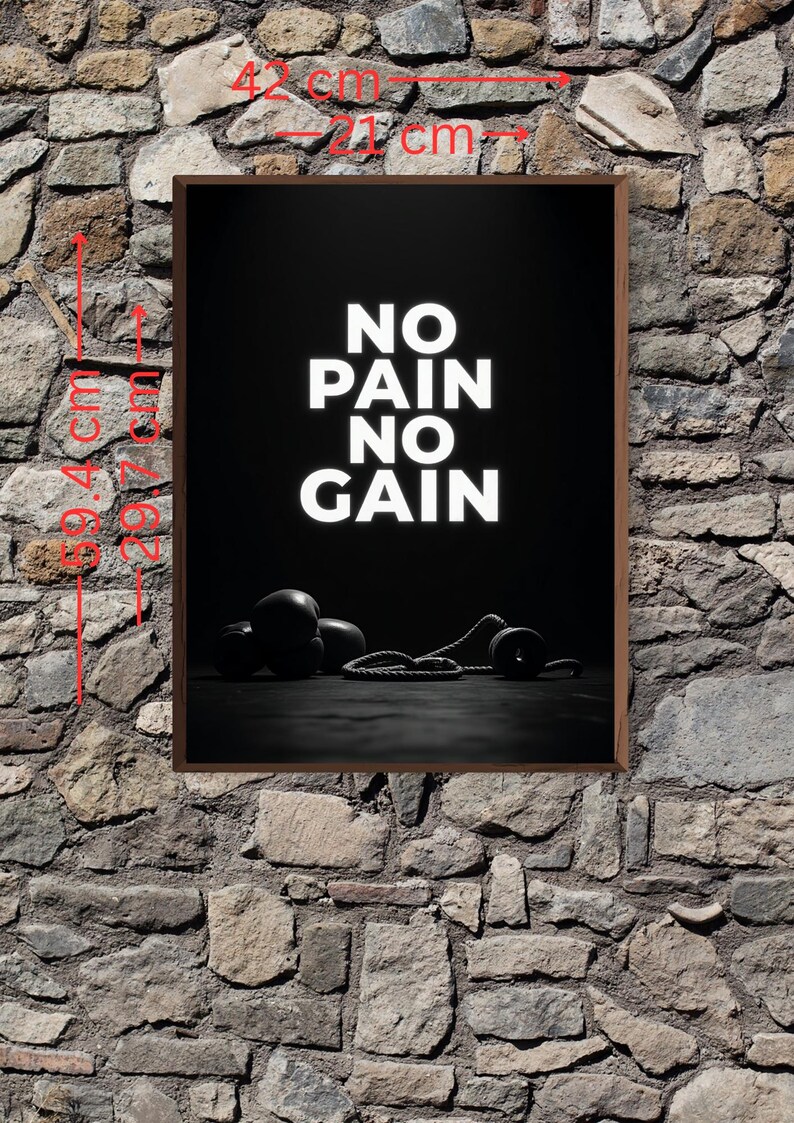 Poster No Pain No Gain- Gym Art - Work Out Art - Motivational - Gift ...