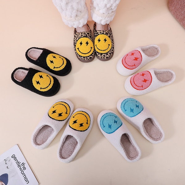 Smiley Face Slippers Kids Etsy