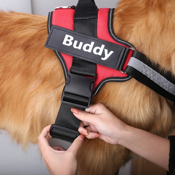 Harnais pour chien personnalisé sans étranglement - Gilet réfléchissant pour chien sans traction - Très petit à très grand - Réglable - 9 couleurs