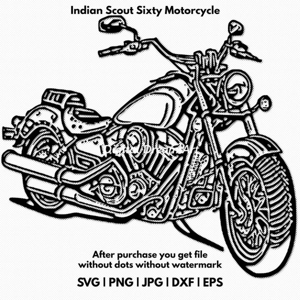 Indian Scout Sixty Motorcycle Image SVG Vector Graphic Art Vintage Car Print Clip Design for Cricut, Silhouette Machines Instatnt Download
