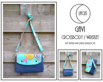 Gavi Crossbody Bag or Wristlet - PDF Digital Sewing Pattern With Instructions - Lacus