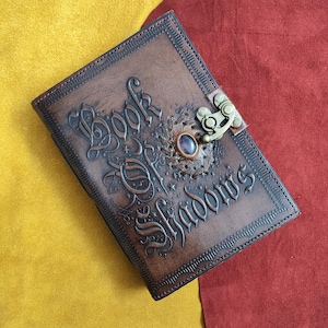 Handmade Leather Grimoire Journal | Book of Shadows | Leather Notebook with Vintage Paper | Witchcraft Spellbook
