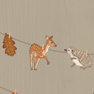 Woodland animals garland - Woodland banner - Woodland decorations - Woodland theme - Forest animals garland - Birthday party - Autumn deco