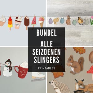 All seasons garlands bundle - Spring garland - Summer garland - Fall garland - Winter garland - Forest animals garland - Ice garland