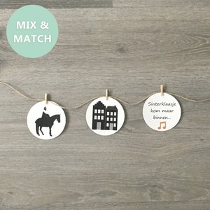 Guirnalda de Sinterklaas, decoración de Sinterklaas, decoración de Sinterklaas, hacer guirnalda de Sinterklaas, decoración del aula, imprimible de Sinterklaas