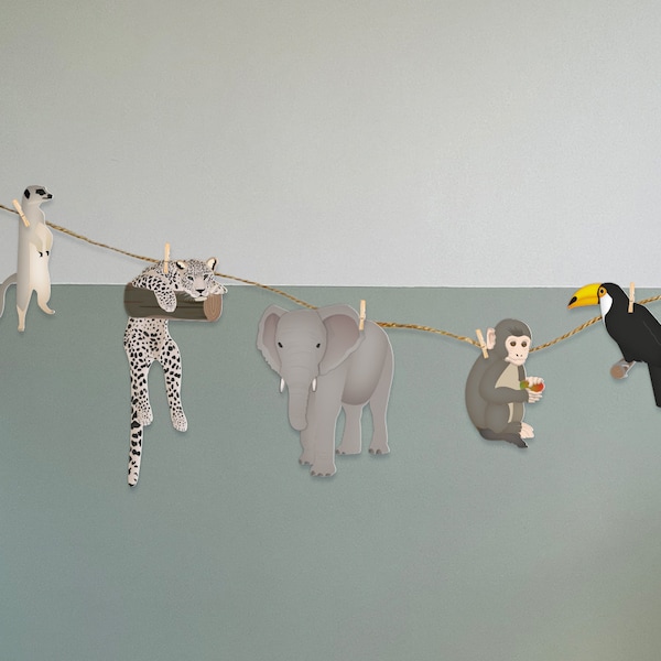 Jungle animal garland - Safari animal garland - Nursery decoration - Jungle decoration - Cake smash - Jungle party - Jungle garland