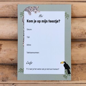 Uitnodiging kinderfeestje - Jungle uitnodigingskaarten - Uitnodiging verjaardag - Safari verjaardag uitnodiging - Wild one - Jungle feestje