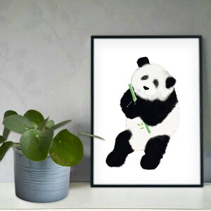 Panda poster, printable, panda bear, black and white poster, nursery poster, baby room poster, nursery decoration, baby room decoration