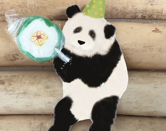 Panda lollipop holder, Lollipop treat, Lolly cover, Lollipop card, Panda treat, Panda birthday party, Thank you, Printable