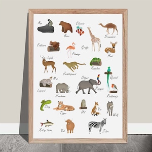 Cartel del alfabeto de animales holandés - Cartel del alfabeto animales – PDF imprimible - Cartel del alfabeto habitación de los niños - Cartel imprimible