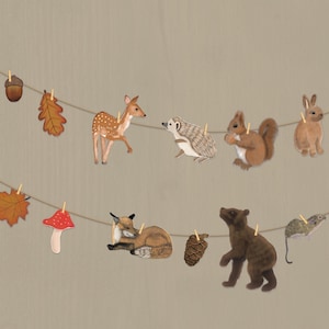 Woodland animals garland - Woodland banner - Woodland decorations - Woodland theme - Forest animals garland - Birthday party - Autumn deco