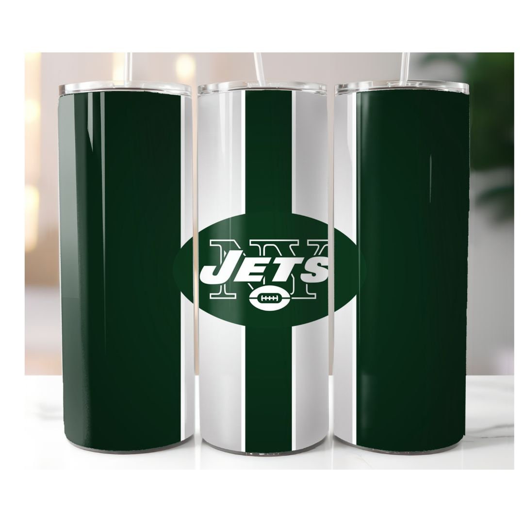 20oz New York Jets NFL tumbler with box, lid and straw