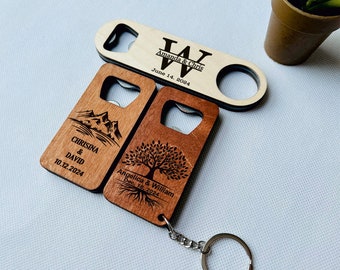 100 Bulk Custom Wooden Bottle Opener - Personalized Groomsmen Gift - Wedding Favors for Guests - Party Favors - Business Promotional Items