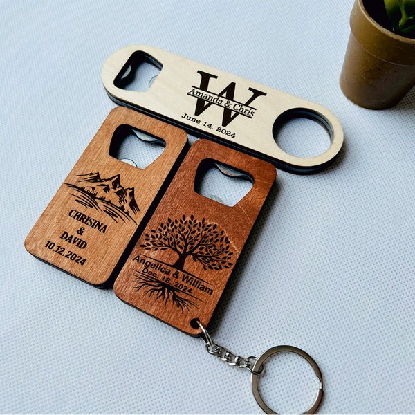 100 Bulk Custom Wooden Bottle Opener - Personalized Groomsmen Gift - Wedding Favors for Guests - Party Favors - Business Promotional Items