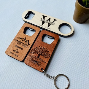 Personalized Bottle Opener Keychain - Wedding Gifts - Custom Engraved Key Ring - Stainless Steel Keychain - Wedding Keepsake