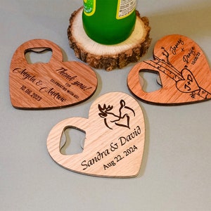 Personalisable Wooden Bottle Opener | Wedding Favor for Guests in Bulk | Custom Wedding Gift for Guest | Steel Bottle Opener