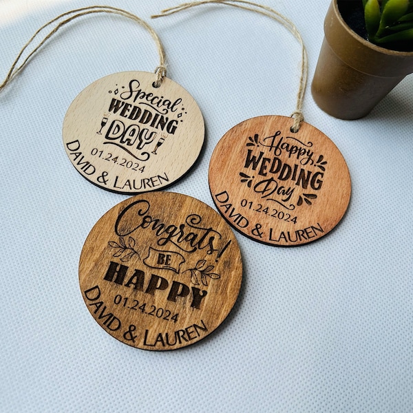 Personalized Christmas Ornament for Newly Engaged Couple, Wooden Ornament, Engagement Gift, Personalized Wood Wedding Ornaments