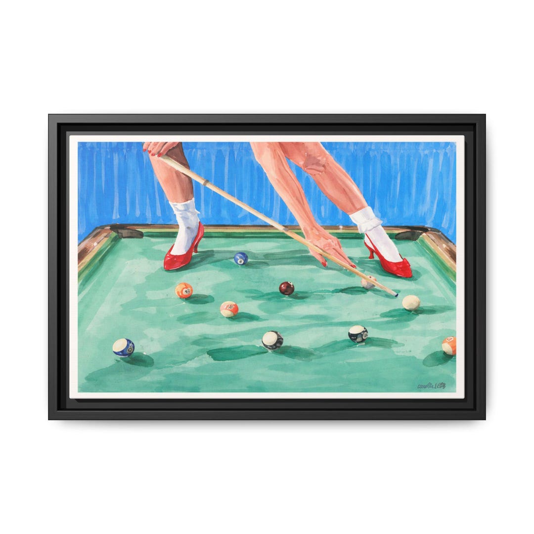 Retro Pool Table Painting Matte Canvas Framed - Etsy