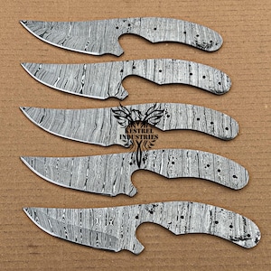 Lot of 5 Handmade Damascus Knife Blank, Forged Damascus Steel Blade, Knife Making Supplies, DIY Crafts Supplies, Knife Blanks (SU-B513)