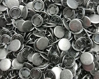 Wholesale bulk pewter metal cap prong snap buttons, 11.5 mm 7/16" Size 16, medium metal Snap Fasteners, brass snaps, metal prong snaps