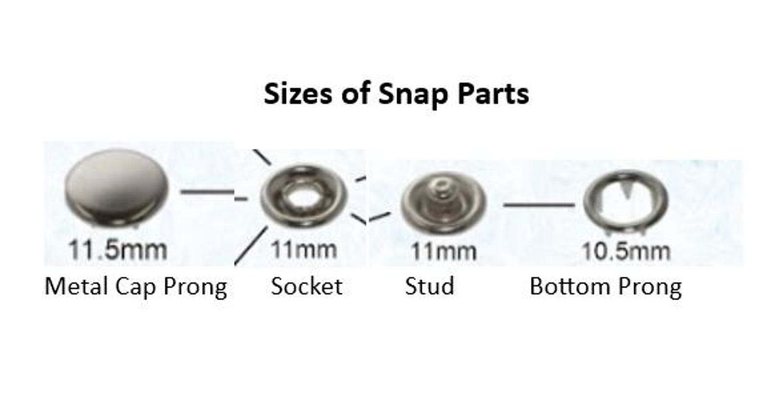 Set of 12 Black Metal Cap Prong Snap Buttons 11.5 Mm 7/16" Size 16 ...
