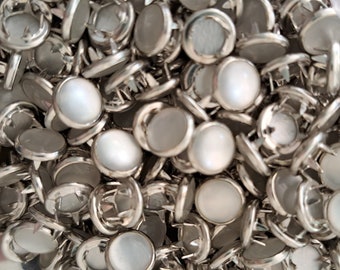 Wholesale bulk small mini White Pearl Prong Snap Buttons 8.5 mm 5/16" Size 14, Pearl Snap Fasteners, Pearl Snaps, Western Snaps