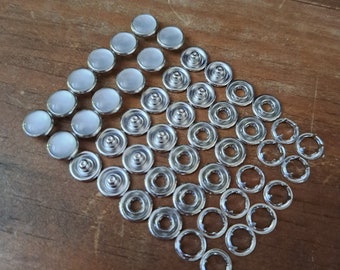 Set of 12 Small mini White Pearl Prong Snap Buttons 8.5 mm 5/16" Size 14, Pearl Snap Fasteners, Pearl Snaps, Western Snaps, small snaps.