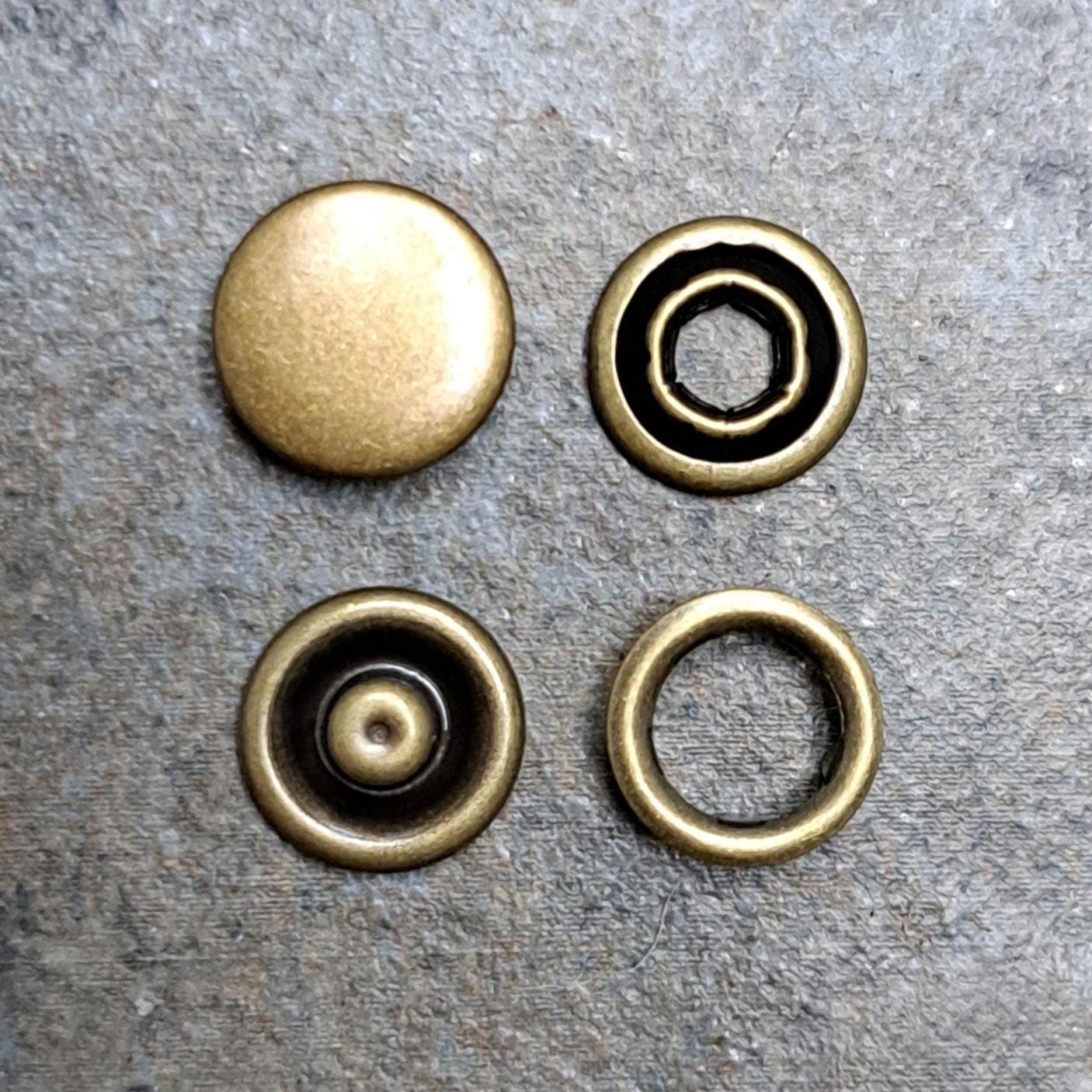 Set of 12 Antique Brass Metal Cap Prong Snap Buttons 11.5 Mm 7/16" Size ...