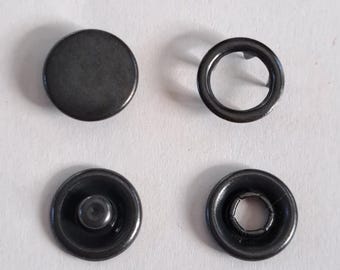 Set of 13 Black Metal Cap Prong Snap Buttons 11.5 mm 7/16" Size 16, Metal Snap Fasteners, Metal Snaps, Shirt Snaps, medium snaps.