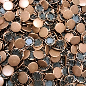 Wholesale bulk red copper metal cap prong snap buttons, 11.5 mm 7/16" Size 16, medium metal Snap Fasteners, brass snaps, metal prong snaps