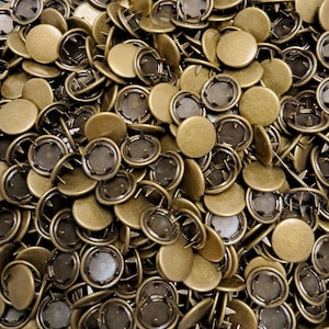 Wholesale bulk antique brass metal cap prong snap buttons, 11.5 mm 7/16" Size 16, medium Snap Fasteners, brass snaps, metal prong snaps
