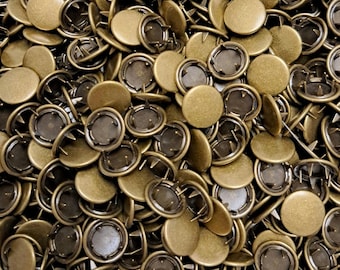 Wholesale bulk antique brass metal cap prong snap buttons, 11.5 mm 7/16" Size 16, medium Snap Fasteners, brass snaps, metal prong snaps
