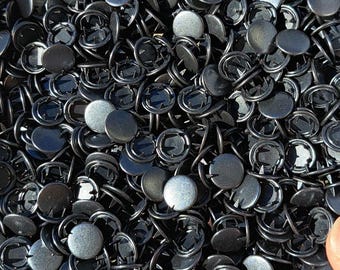 Wholesale bulk black metal cap prong snap buttons, 11.5 mm 7/16" Size 16, medium metal Snap Fasteners, brass snaps, metal prong snaps