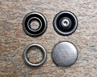 Set of 12 Pewter Metal cap Prong Snap Buttons 11.5 mm 7/16" Size 16, Metal Snap Fasteners, Metal Snaps, Shirt Snaps, medium snaps.