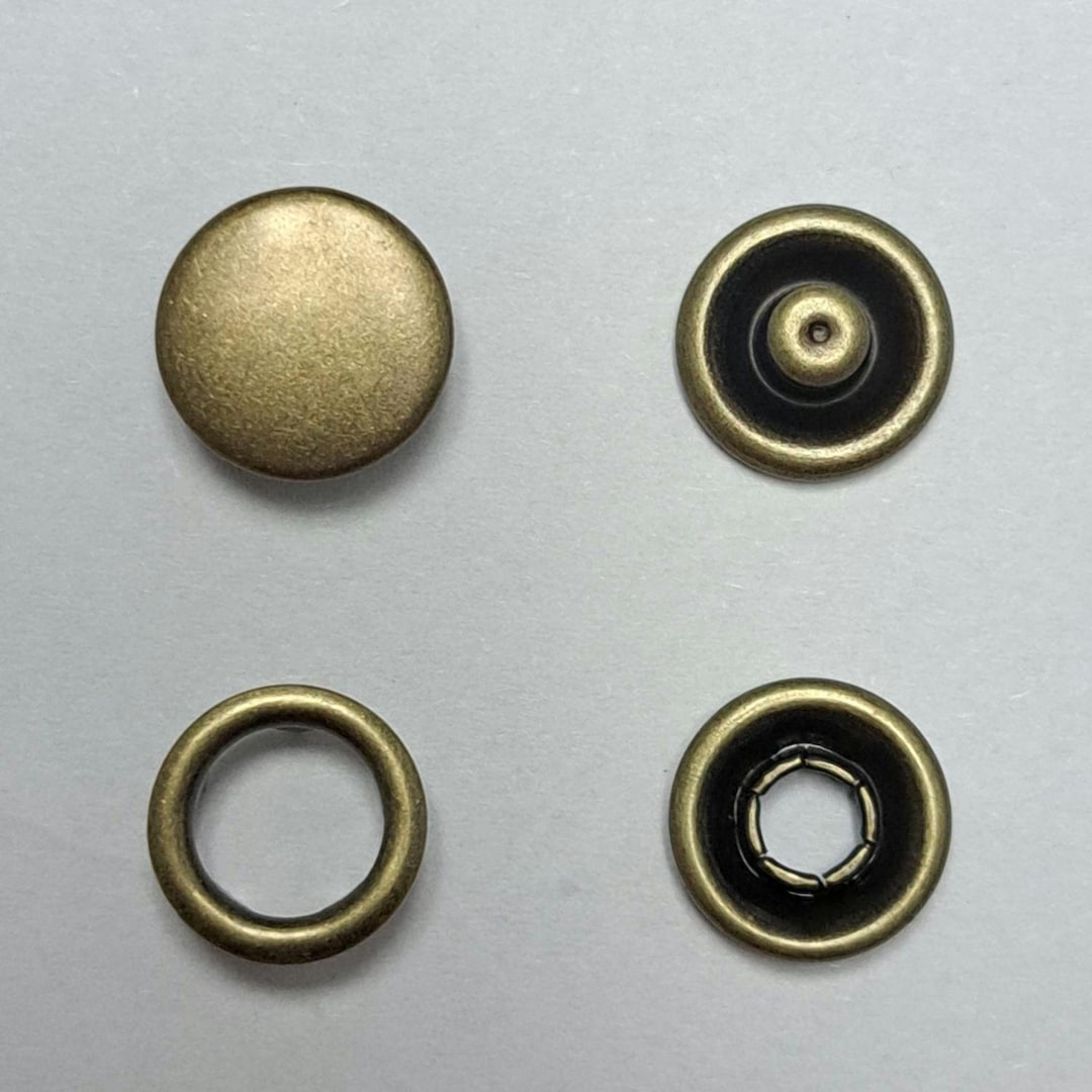 Set of 12 Antique Brass Metal Cap Prong Snap Buttons 11.5 Mm 7/16" Size ...