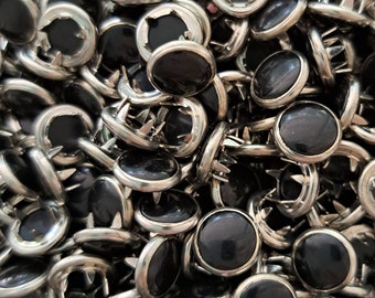Wholesale bulk small mini Black Pearl Prong Snap Buttons, 8.5 mm 5/16" Size 14, Pearl Snap Fasteners, Western Snaps, pearl snaps