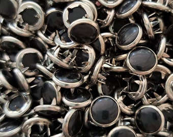 Wholesale bulk set of 100 small petite Black Pearl Prong Snap Buttons 8.5 mm 5/16" Size 14, Pearl Snap Fasteners, Western Snaps, pearl snaps