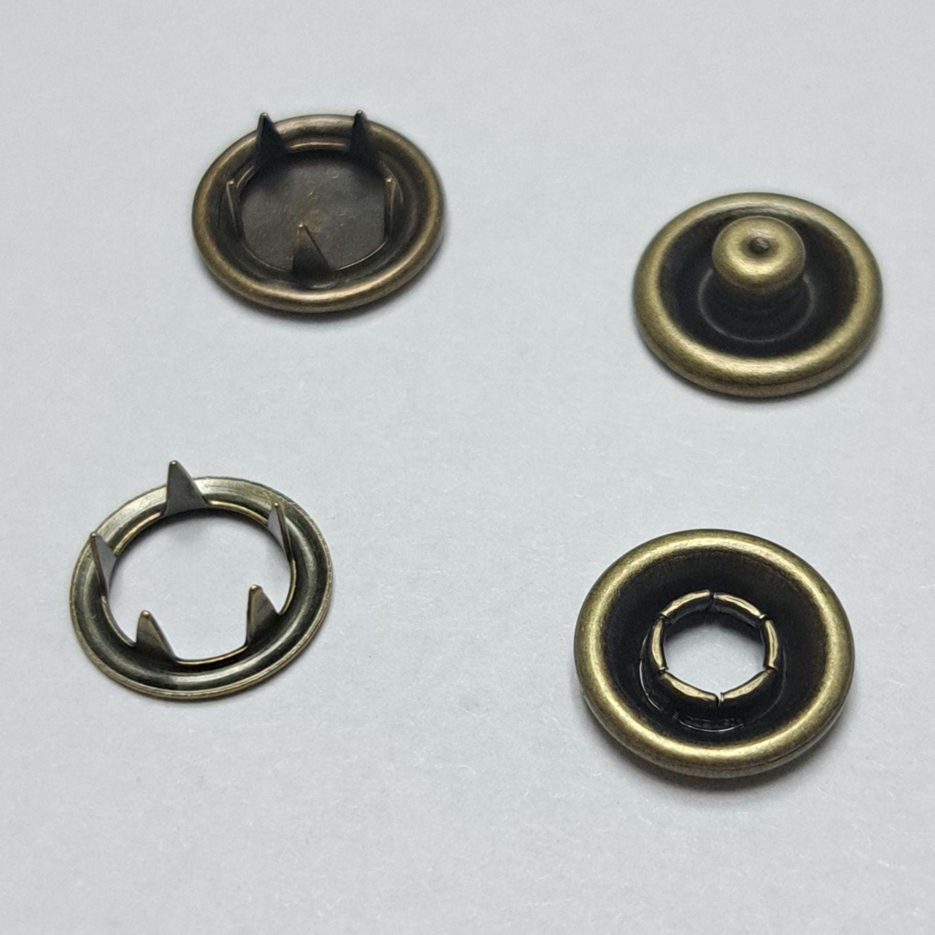 Set of 12 Antique Brass Metal Cap Prong Snap Buttons 11.5 Mm 7/16" Size ...