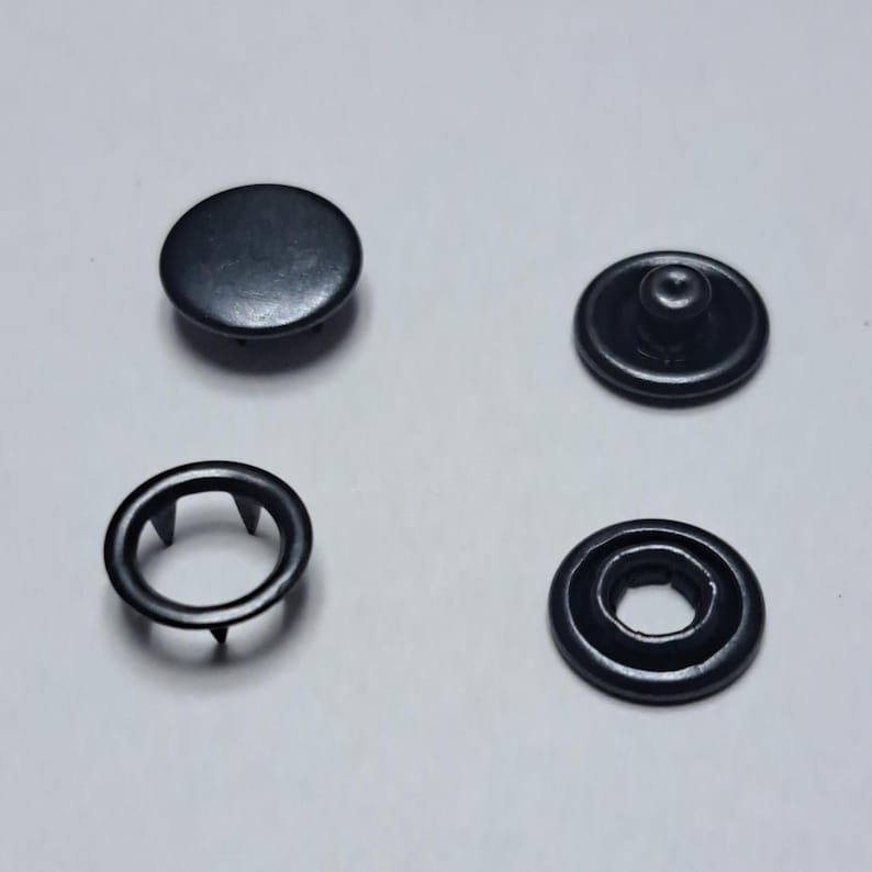 Set of 12 Black Metal Cap Prong Snap Buttons 11.5 Mm 7/16" Size 16 ...