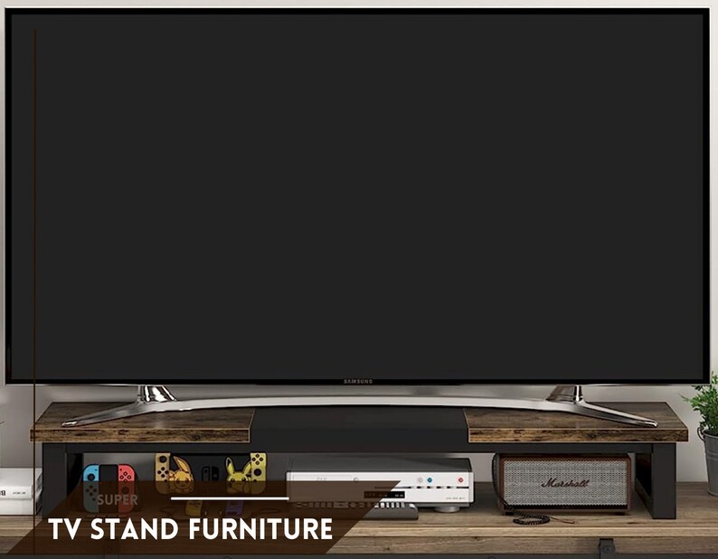 Large TV Stand, Table Top TV Stand, Stand Shelf, Steel Legs, Tv Stand for Living Room Etsy