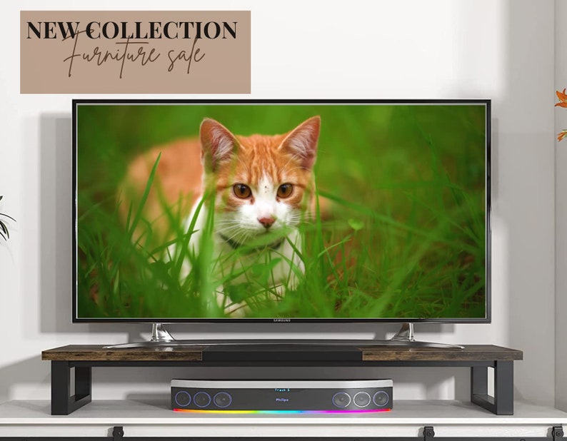 Large TV Stand, Table Top TV Stand, Stand Shelf, Steel Legs, Tv Stand