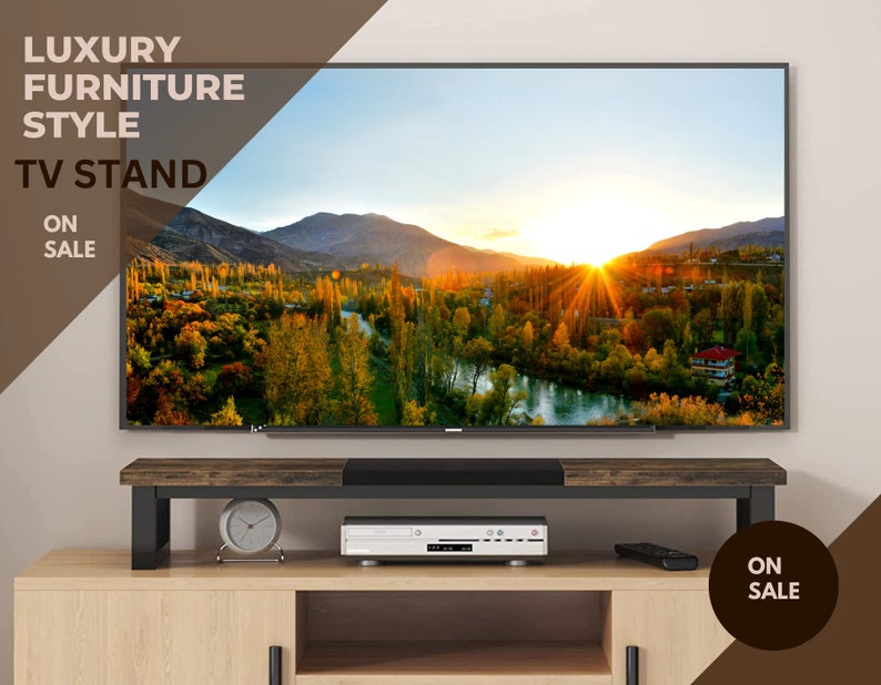 Large TV Stand, Table Top TV Stand, Stand Shelf, Steel Legs, Tv Stand for Living Room Etsy