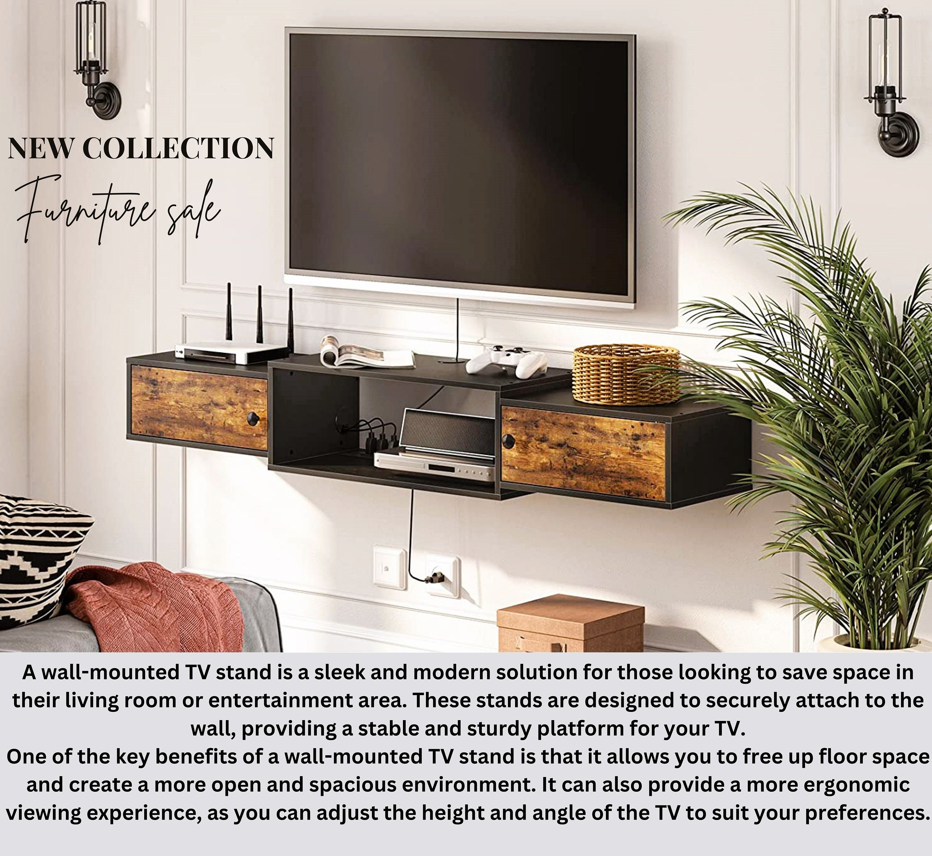 Live Edge TV Stand Solid Wood TV Stand Wood TV Console Media Stand With