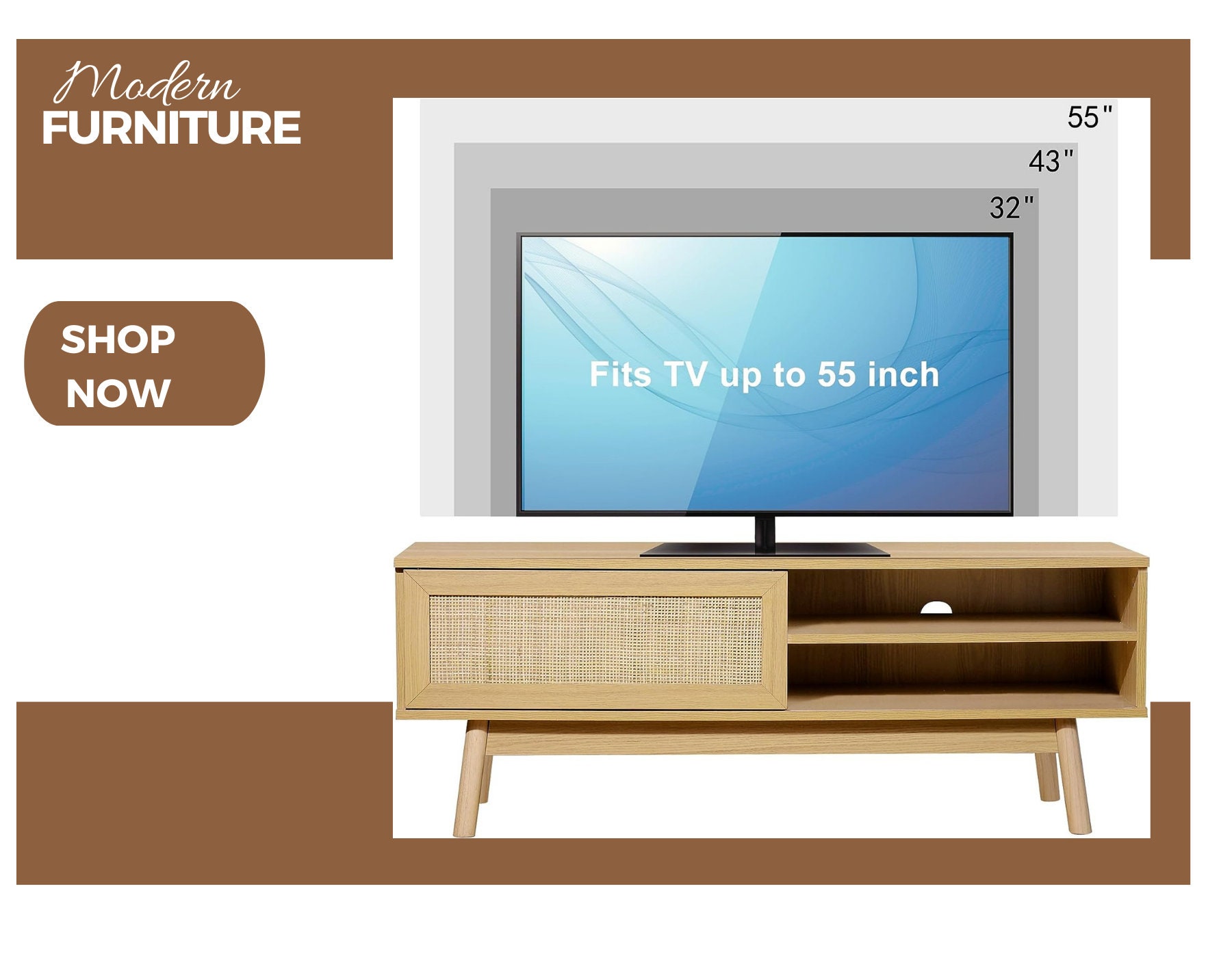 TV Stand Farmhouse Rattan TV Stand Industrial TV Stand Mid Etsy