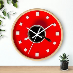 Coffee Wall Clock coffee cup sugar cube barista wall clock for kitchen clock for coffee lover clock red wall clock sugar and coffee